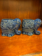 Load image into Gallery viewer, Pair Blue Ceramic Elephant Planters

