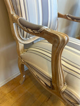 Load image into Gallery viewer, Pair of Vintage French Louis XV Style Fauteuils with Striped Upholstery

