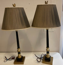 Load image into Gallery viewer, Pair of Black &amp; Gold Vintage  Buffet Lamps from Lampcrafters
