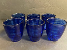Load image into Gallery viewer, Set of 6 Cobalt Swirl Double Old Fashioned Glasses

