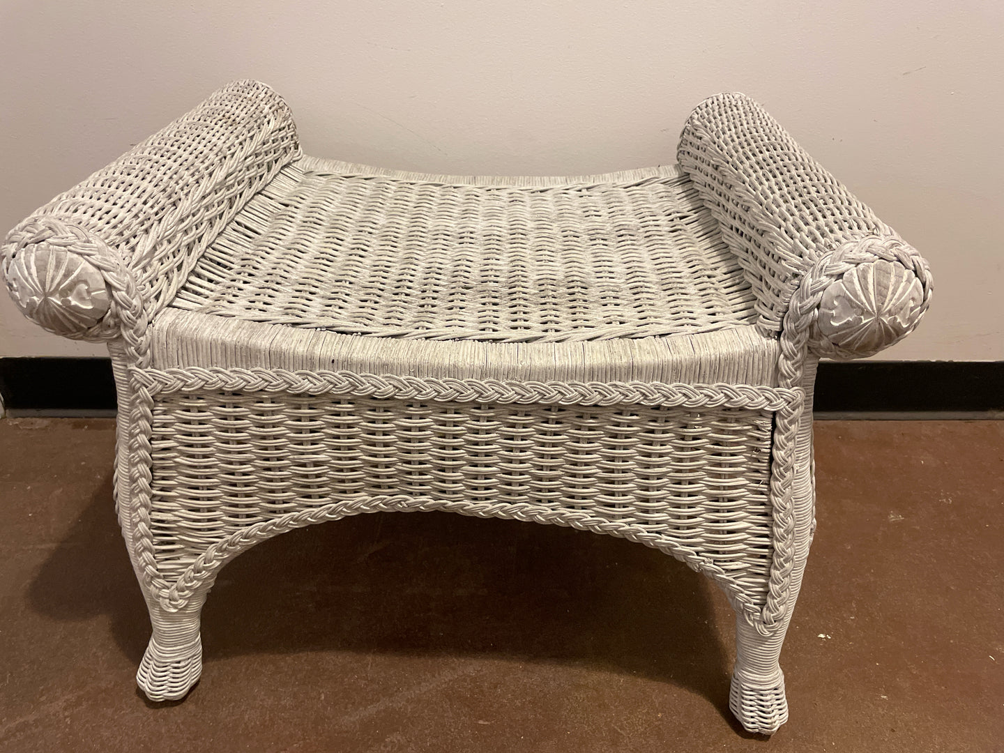 White Wicker Bench