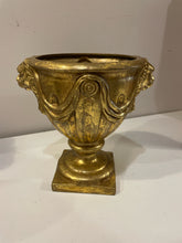 Load image into Gallery viewer, Gold Ceramic Urn with  Lions Head Detailing
