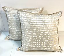 Load image into Gallery viewer, Pair of Silk Ecru Pillows with Linen Trim
