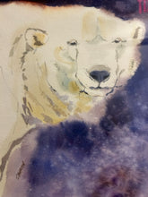 Load image into Gallery viewer, Framed Watercolor of Polar Bear by Sharon Stolzenberger, signed
