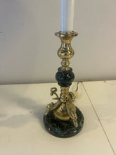 Load image into Gallery viewer, Pair of Marble Base &amp; Brass Buffet Lamps
