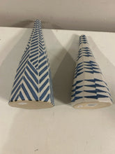 Load image into Gallery viewer, Pair of Blue &amp; White ZigZag Vases from West Elm
