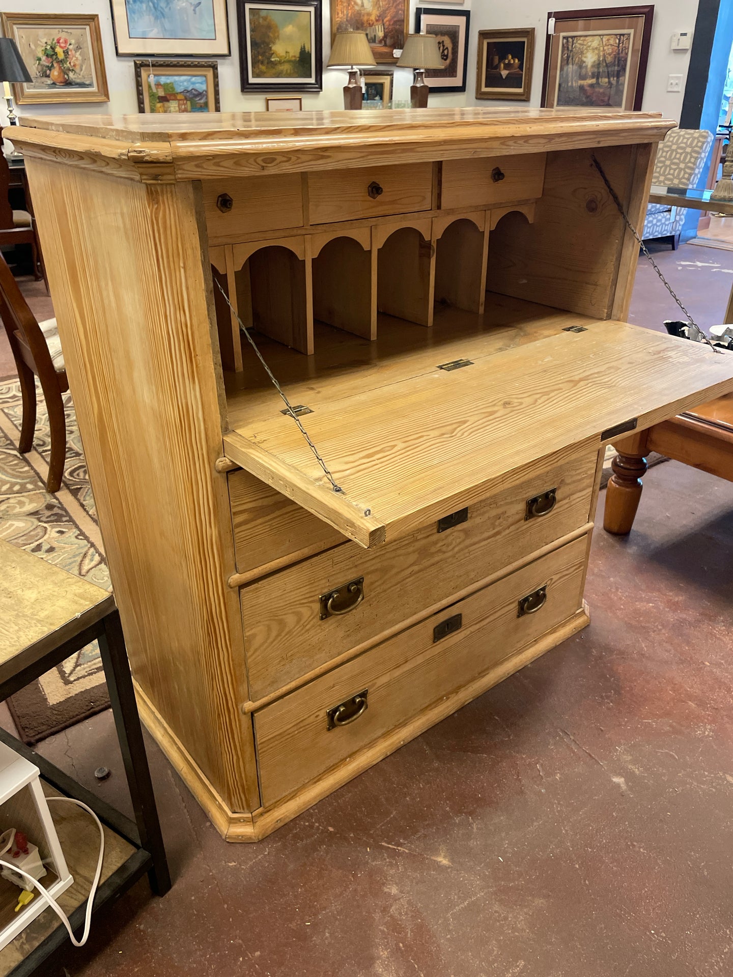 Antique English Pine Secretaire Circa 1850