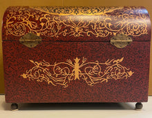 Load image into Gallery viewer, Decorative Latched Box with Red and Gold Accents
