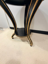 Load image into Gallery viewer, Round Black Occasional Table with Gold Detailing
