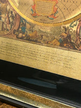 Load image into Gallery viewer, Gold Foil Reproduction of Henricus Hondius Terrarum Orbis World Map
