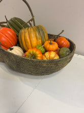 Load image into Gallery viewer, Long Basket with Handle Filled with Faux Pumpkins
