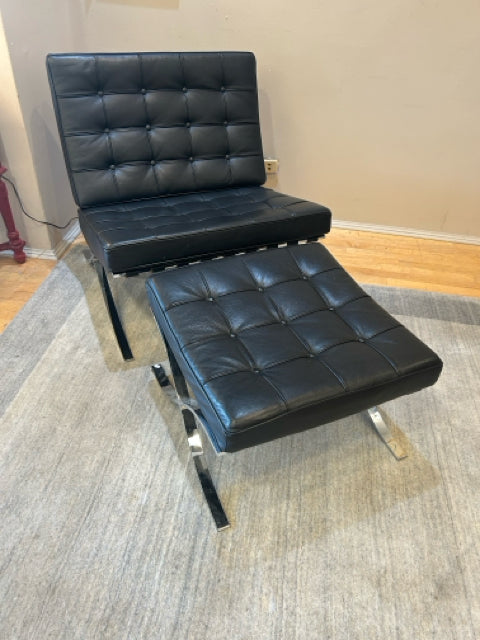 MCM Reproduction Mies Van Der Rohr Knoll Stainless Steel Barcelona Chair & Foot Stool