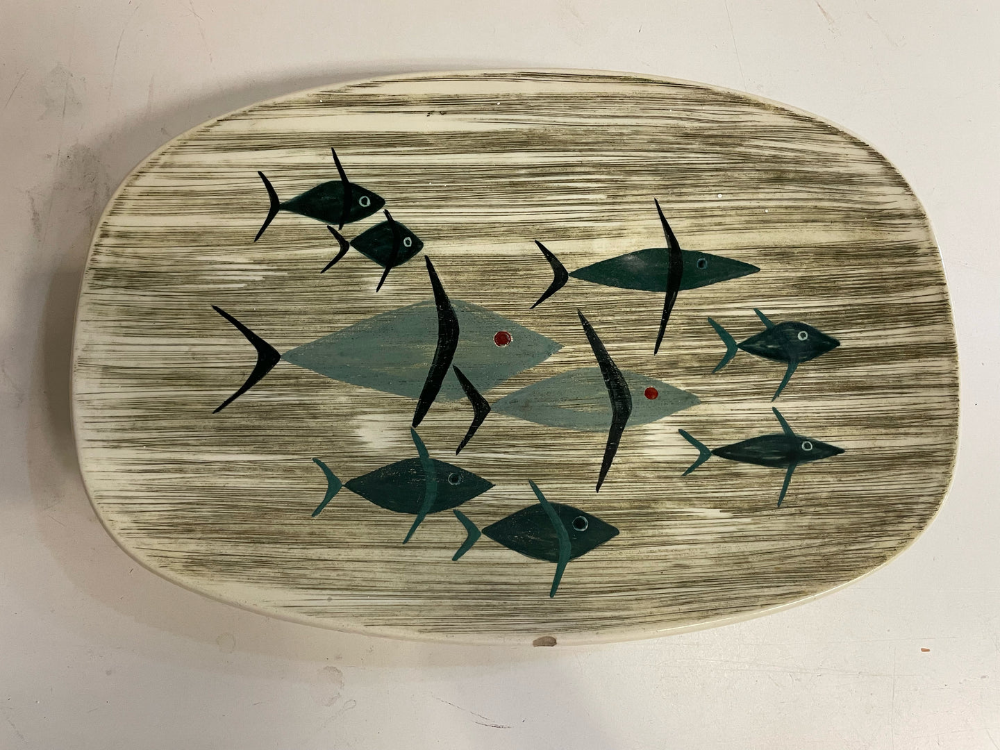 Footed Platter with Fish made in Portugal by Ralph Wyatt, signed