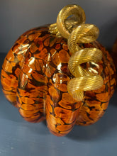 Load image into Gallery viewer, Set of 3 Brown Hand Crafted Pumpkins from Glass Eye Studio
