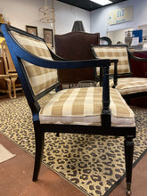 Load image into Gallery viewer, Pair of Checked Upholstered Chairs with Black Frame
