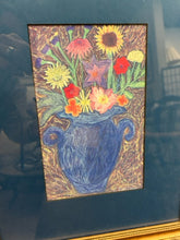 Load image into Gallery viewer, Print of Blue Vase with  Flowers in Gold Frame
