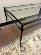 Load image into Gallery viewer, Glass Top, Black Metal Base Coffee Table

