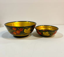 Load image into Gallery viewer, 2pc Traditional Russian Khokloma Hand Painted Wooden Bowls
