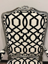 Load image into Gallery viewer, Black &amp; White Upholstered Occasional Chair with  Silver Painted  Frame
