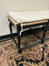 Load image into Gallery viewer, Dorchester Black Beechwood Bench with Hand Woven  Rush Seat &amp; Cushion from Ballard Design
