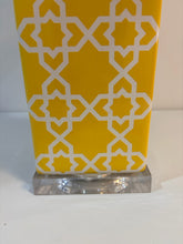 Load image into Gallery viewer, Quatrefoil Yellow &amp; White Ceramic Lamp from Safavieh
