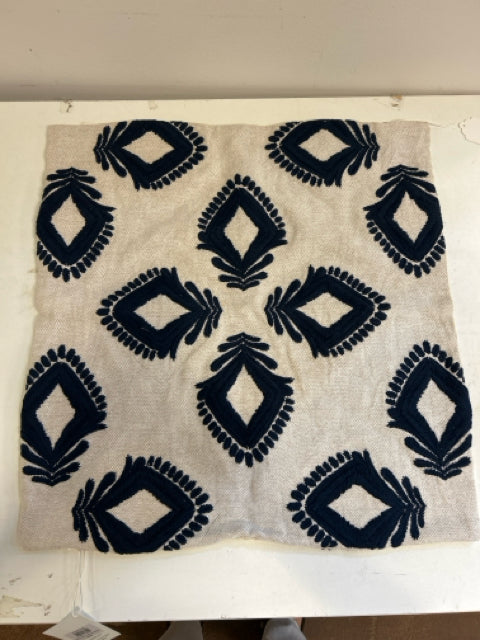 Leighton Embroidered Pillow Cover in Sand/Navy from Serena Lily