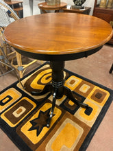 Load image into Gallery viewer, Bistro Table with Black Base &amp; Pair of Dark Orange Leather Stools from Crate and Barrel
