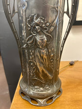 Load image into Gallery viewer, Silver Plated Art Nouveau Lamp
