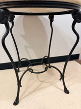 Load image into Gallery viewer, Faux Granite Top Occasional Table with Black Iron Base, Ram Head Detailing
