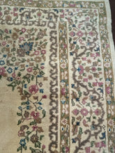 Load image into Gallery viewer, 100% Wool  Brown, Pink &amp; Blue Floral Area Rug
