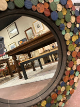 Load image into Gallery viewer, Round Mirror with Colorful Wood Circles
