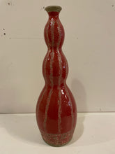 Load image into Gallery viewer, Glazed Red Vase with Floral Detail
