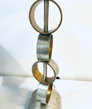 Load image into Gallery viewer, Stacked Ring Lamp in Brushed Silver with Metal Base (Rings turn)
