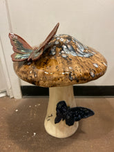 Load image into Gallery viewer, Ceramic Decorative Mushroom with Butterflies, signed
