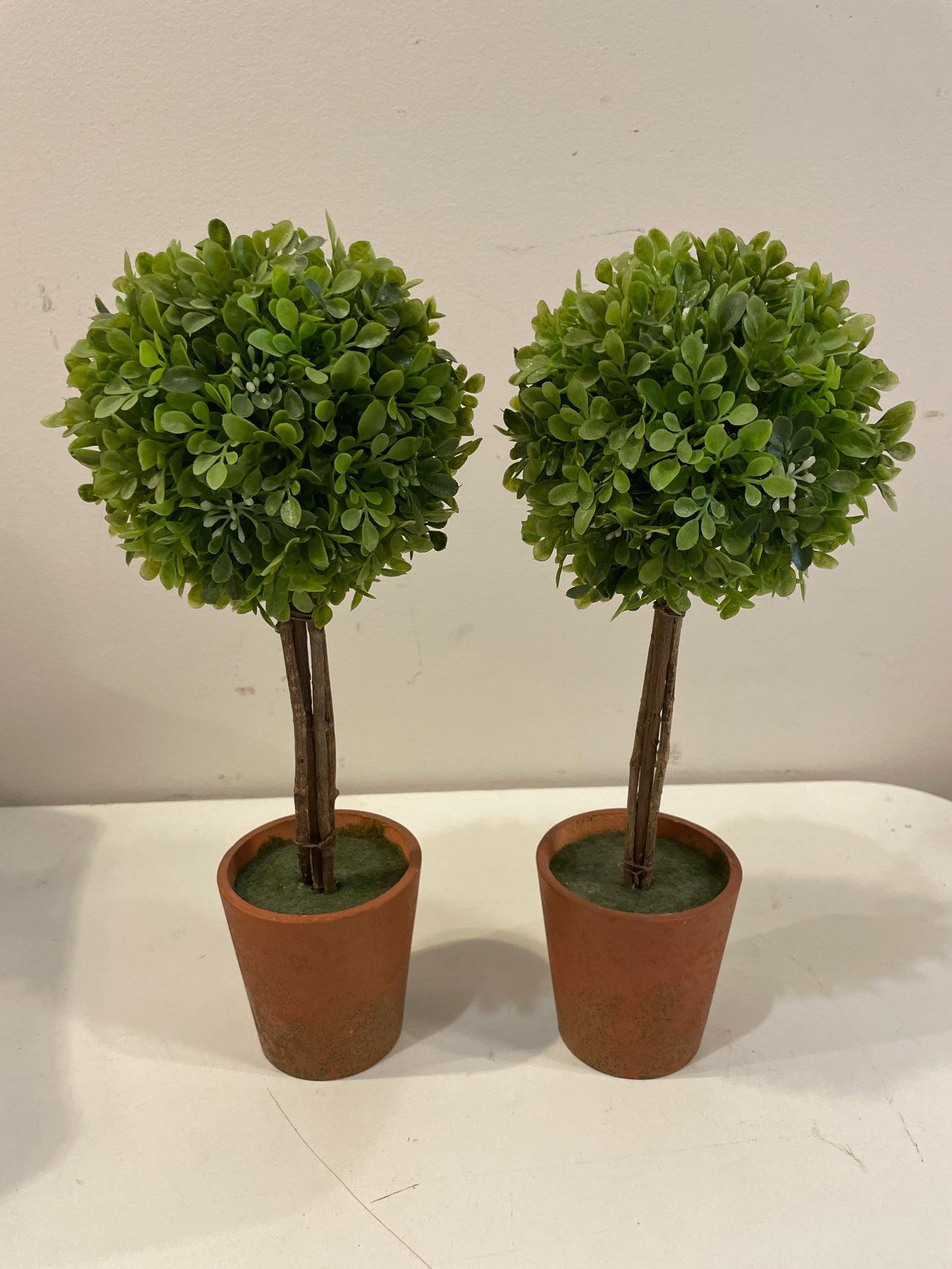 2 Potted Faux Topiaries