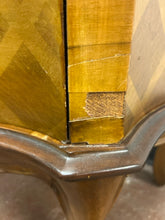 Load image into Gallery viewer, Petite Vintage Italian Bombe Two Drawer Parquet Top Chest of Drawers
