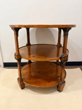 Load image into Gallery viewer, Vintage Three Tier Pine Occasional Table with Distressed Finish from Henredon
