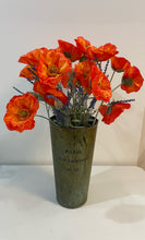 Load image into Gallery viewer, "Paris Rue Lafayette" Tin Vase/Bucket with Faux Poppies and Lavender
