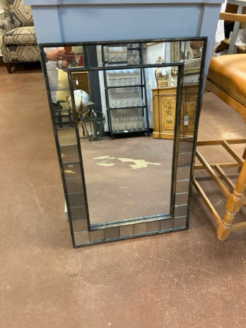 Wood Mirror with Tile Edge