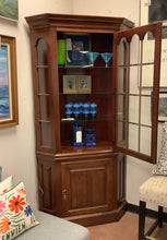 Load image into Gallery viewer, Glass Front Cherry Corner Cabinet with Lights
