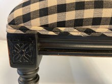 Load image into Gallery viewer, Black &amp; Tan Gingham Upholstered Foot Stool
