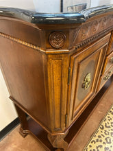 Load image into Gallery viewer, Marble Top, Three Drawer, Two Door Buffet with Lions Head Handles
