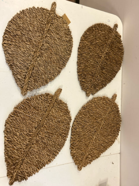 Set of 4 Woven, Leaf Shaped Placemats