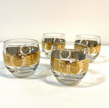 Load image into Gallery viewer, Four MCM "Coronet" 22k Roly Poly Glasses from Culver Glassware
