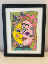 Load image into Gallery viewer, Framed Colorful Stylized Portrait Print II by S.N. Johnson, signed
