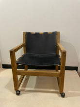 Load image into Gallery viewer, Pair of Vintage  Genuine Leather Sling Chairs with Oak Frames from Russel Wright
