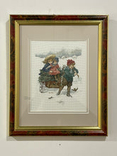 Load image into Gallery viewer, Framed Cross Stitch Winter Scene  III
