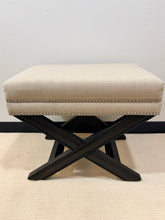 Load image into Gallery viewer, Linen Upholstered Bench with Nail Head Detail from Uttermost
