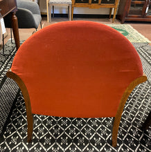 Load image into Gallery viewer, Pair of MCM Lounge Chairs with Dark  Burnt Orange Wool Upholstery and Polished Wood Arms

