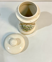 Load image into Gallery viewer, Vintage Sanicula Apothecary Jar with Gold Accents and Lid
